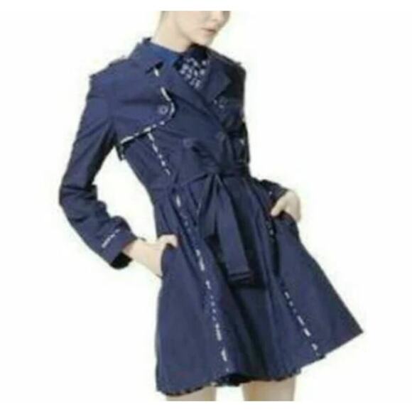 Jason Wu for Target Trench Coat Navy Blue and Floral M - Picture 1 of 13
